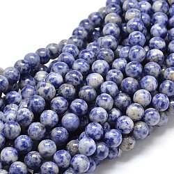 Jaspe tache bleue naturelle perles rondes, 12mm, Trou: 1mm, Environ 32 pcs/chapelet, 15.3 pouce
