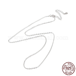 Platin-rhodinierte Halskette aus 925 Sterlingsilber, flache Kabelkette, mit s925-Stempel, langlebig plattiert, 16.22 Zoll (41.2 cm)
