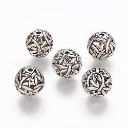 Tibetischer stil legierung perlen, Bleifrei & Nickel frei, Runde mit Libelle, Antik Silber Farbe, Größe: ca. 14.5mm Durchmesser, Bohrung: 1.5 mm