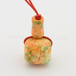 3 Hole Guru Ocean White Jade Beads, T-Drilled Beads, Buddha, Orange, 30x18x18mm
