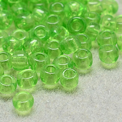 Perline di semi di vetro rotonde di grado 12/0, colori trasparenti, verde chiaro, 12/0, 2x1.5mm, Foro: 0.8 mm, circa 30000pcs/scatola