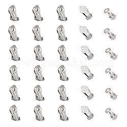 SUPERFINDINGS 36Pcs Clip-on Earring Findings Stainless Steel Earring Clips with Round Flat Pad Tray Non-Pierced Ear Hoops Blank Earring Bezel Components Findings for Jewelry Making