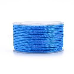 Cordons tressés en polyester, pour la fabrication de bijoux, Dodger bleu, 2mm, environ 21.87 yards (20 m)/rouleau