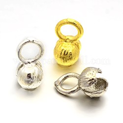 Bouts de perle en laiton, couleur mixte, 10~11x5mm, Trou: 3mm
