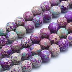 Fili di perle di diaspro imperiale naturale, tinto, tondo, blu viola, 8mm, Foro: 1 mm,circa48pcs/filo, 15.5 pollice