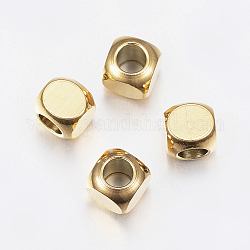 Placcatura ionica (ip) 304 perline in acciaio inossidabile, cubo, oro, 5x5x5mm, Foro: 3 mm