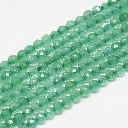 Chapelets de perles de jade blanche naturelle, facette, teinte, ronde, aigue-marine moyenne, 2~2.5mm, Trou: 0.3mm, Environ 173~175 pcs/chapelet, 14.9 pouce