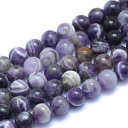 Chapelets de perles en améthyste naturelle, ronde, 10~10.5mm, Trou: 0.8mm, Environ 40 pcs/chapelet, 15.35 pouce (39 cm)