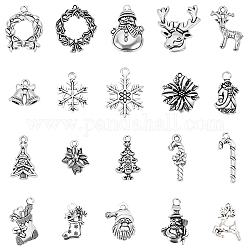 SUNNYCLUE Christmas Theme, Tibetan Style Alloy Pendants, Mixed Shapes, Antique Silver, 60pcs/box