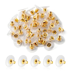 Ohrmuscheln aus Messing, Clutch-Ohrringverschlüsse mit Kunststoffpolster, zur Stabilisierung schwerer Ohrstecker, golden, 11x11x6.5 mm, Bohrung: 1 mm