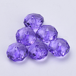 Perles en acrylique transparente, facette, rondelle, bleu violet, 22x15mm, Trou: 3mm, environ 135 pcs/500 g