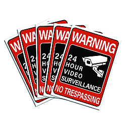 Autocollants imperméables de panneau d'avertissement de pvc, rectangle, modèle de caméra, 25x17.5 cm