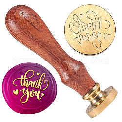 Wax Seal Stamp Set, Golden Tone Sealing Wax Stamp Solid Brass Head, with Retro Wood Handle, for Envelopes Invitations, Gift Card, Word, 83x22mm, Stamps: 25x14.5mm