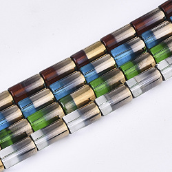 Perles de verre semi-électrolytique, colonne, couleur mixte, 19.5~20x10mm, Trou: 1.4mm, Environ 15~17 pcs/chapelet, 13.39 pouce (34 cm)