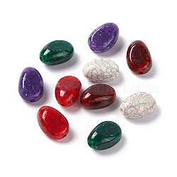 Crackle undurchsichtigen Acryl Perlen, Nachahmung türkis, Oval, Mischfarbe, 19x13x10 mm, Bohrung: 2 mm, ca. 316 Stk. / 500 g