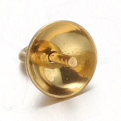 Placcatura ionica (ip) 304 tazza in acciaio inossidabile con perle di perle ciondoli a spillo, per mezzo forato perle, oro, 6mm, Foro: 1.8 mm, pin: 0.7 mm