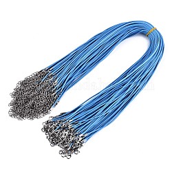 Gewachsten Baumwollkordel bildende Halskette, mit Alu-Karabiner Schnallen und Eisenketten Ende, Platin Farbe, Deep-Sky-blau, 17.12 Zoll (43.5 cm), 1.5 mm