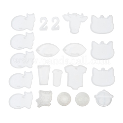 Luck Bag -- DIY Silicone Molds, Resin Casting Molds, For UV Resin, Epoxy Resin Jewelry Making, Mixed Shapes, White, 22~170x15~82x4~33.5mm, Hole: 8mm, Inner Diameter: 10~79mm
