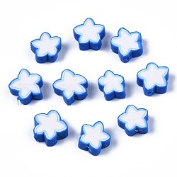 Manuell Polymer Ton Perlen, Stern, Blau, 8.5~11x9~11x4 mm, Bohrung: 1.6 mm