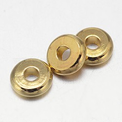 Planas redondas abalorios latón entrepiezas, dorado, 10x2.5mm, agujero: 2 mm
