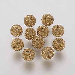 Perline strass polimero argilla, grado a, tondo, perline palla di disco, topazio colorado chiaro, 8x7.5mm, Foro: 1 mm