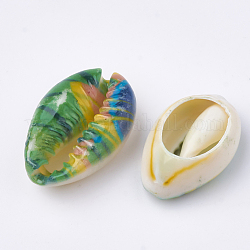 Perle di conchiglia stampate di ciprea, Senza Buco / undrilled, colorato, 20~25x14~16x5~7mm