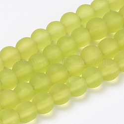 Прозрачные стеклянные бусины, матовые, круглые, зеленый желтый, 10 мм, отверстие : 1.5 мм, около 33 шт / нитка, 12.9 дюйм