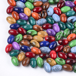Abalorios de acrílico, estilo de imitación de piedras preciosas, oval, color mezclado, 12x7.5mm, agujero: 1.6 mm, aproximamente 1190 unidades / 500 g
