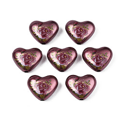 Perline acriliche opache verniciate a spruzzo, cuore, marrone noce di cocco, 16x19x8mm, Foro: 2 mm