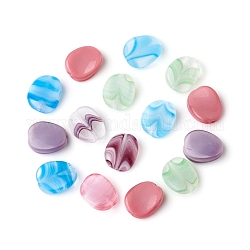 Czech Glass Beads, Opaque and Transparent Effect, Twist Oval, Mixed Color, 12x9x3mm, Hole: 0.8mm