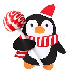Рождественская тема в форме пингвина бумажные конфеты леденцы карты, для детского душа и украшения дня рождения, чёрные, 8x6.2x0.04 см, около 50 шт / упаковка