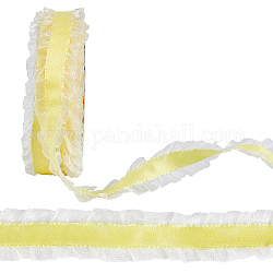 Bordo in pizzo plissettato in poliestere da 10 metro, nastro in pizzo con frange per accessori di abbigliamento, giallo, 1 pollice (25 mm)