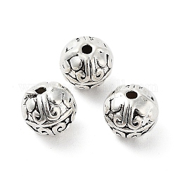 Tibetischer stil legierung perlen, cadmiumfrei und bleifrei, Runde, Antik Silber Farbe, 8x7 mm, Bohrung: 1.2 mm