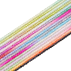 SuperZubehör 15 Stränge 15 Farben transparente Farbverlaufsglasperlenstränge, facettiert rund, Mischfarbe, 3x2.8 mm, Bohrung: 0.9 mm, ca. 123 Stk. / Strang, 14.53 Zoll (36.9 cm), 1 Strang / Farbe