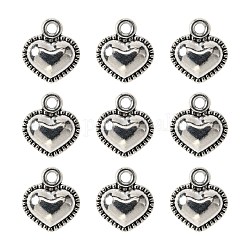 Charms in lega stile tibetano, cuore,  cadmio& piombo libero, argento antico, 13x11.5x5mm, Foro: 2 mm, circa 684pcs/1000g