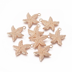 Nickel Free & Lead Free Light Gold Alloy Starfish Pendants, Long-Lasting Plated, 22x19x3mm, Hole: 2mm