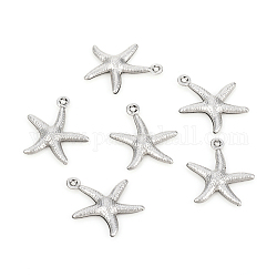 304 Stainless Steel Pendants, Starfish, Stainless Steel Color, 17.5x15.5x2mm, Hole: 1mm