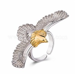 Латунные кольца унисекс в форме орла, регулируемые открывающиеся кольца манжеты, платиной и золотом, размер США 8, 18.1 мм
