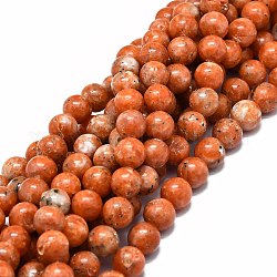 Натуральные оранжевые кальцитовые шарики, круглые, 10 мм, отверстие : 1 мм, около 39 шт / нитка, 15.55'' (39.5 см)