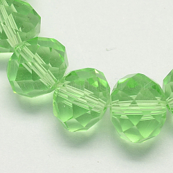 Handmade Glass Beads, Faceted Rondelle, Pale Green, 6x4mm, Hole: 1mm, about 90~93pcs/strand