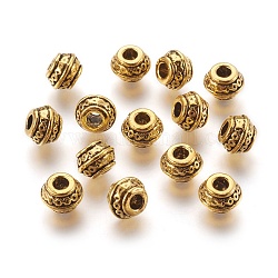 Perline di distanziatore stile tibetano, in lega di zinco spacer perline, colore oro antico,  piombo & nichel & cadmio libero, misura:circa9mm di diametro, 7 mm di spessore, Foro: 3.5 mm.