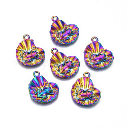 Rainbow Color Alloy Pendants, Cadmium Free & Lead Free, Heart with Frog, 21x18x3mm, Hole: 1.6mm