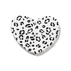 Pendentifs acryliques imprimés, coeur avec motif imprimé léopard, noir, 26x31.5x2mm, Trou: 1.5mm