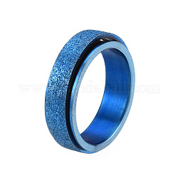 201 rotierender Sandstrahl-Fingerring aus Edelstahl, Beruhigender Sorgen-Meditations-Fidget-Spinner-Ring für Frauen, Blau, Innendurchmesser: 17 mm