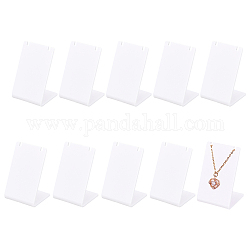 FINGERINSPIRE 10pcs Acrylic L Shape Necklace Display Stand White L-Shape Earring Holder Necklace Dangling Slant Back Display Rack Single Pair Earrings Displays Stand for Show props, Retail Store