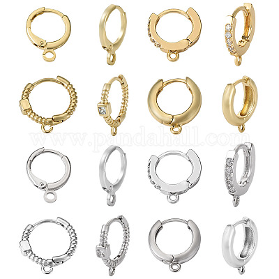 8 пара 8-х стильных латунных серег-колец EJEW-PJ0001-05-1