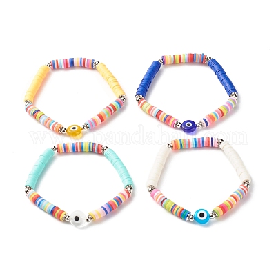 Bracelet élastique perles heishi rondelles polymère taille personnalisée -  Un grand marché