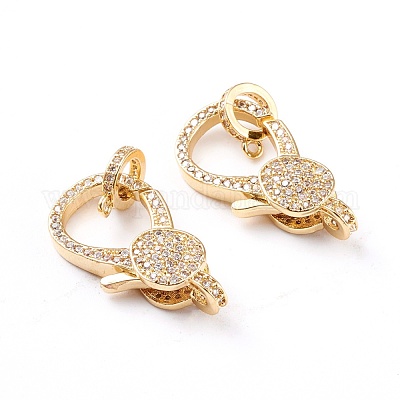 Латунная застежка-клешня с микропейвом из прозрачного кубического циркония ZIRC-I043-37G-1