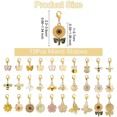 15шт сплав эмали кулон украшения HJEW-YW00064-1