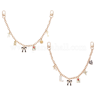 2 шт. 2 стиля сплав эмалированный бант сапог сердце кошелек декоративные цепи HJEW-UN00084-1